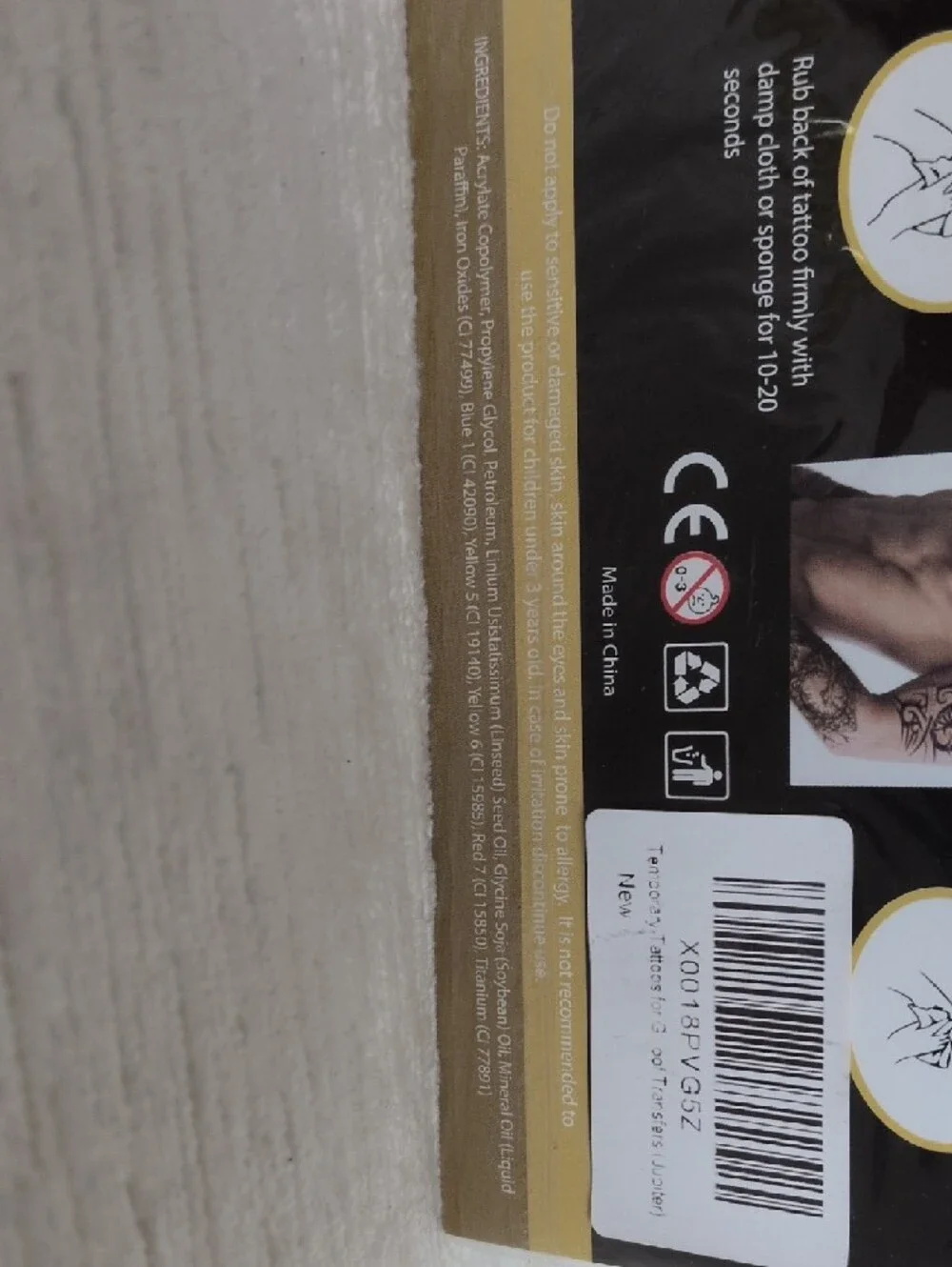 Temporary Tattoos Large Sized Set Of 8 Owls ,Eagles, Snakes, Skulls, Etc